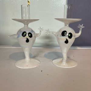 Hand blown Halloween candle sticks